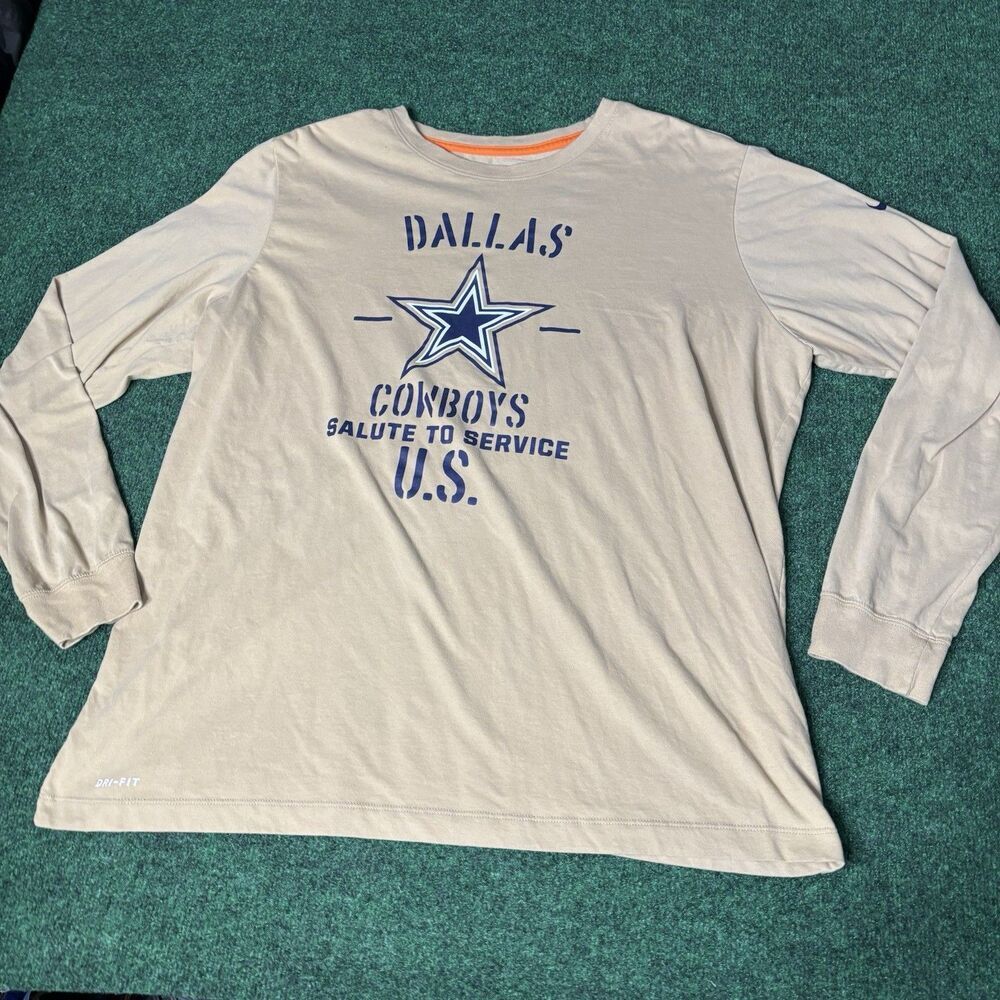 Nike On Field Dri Fit NFL Salute to Service Dallas Cowboys Long Sleeve Mens 2XL